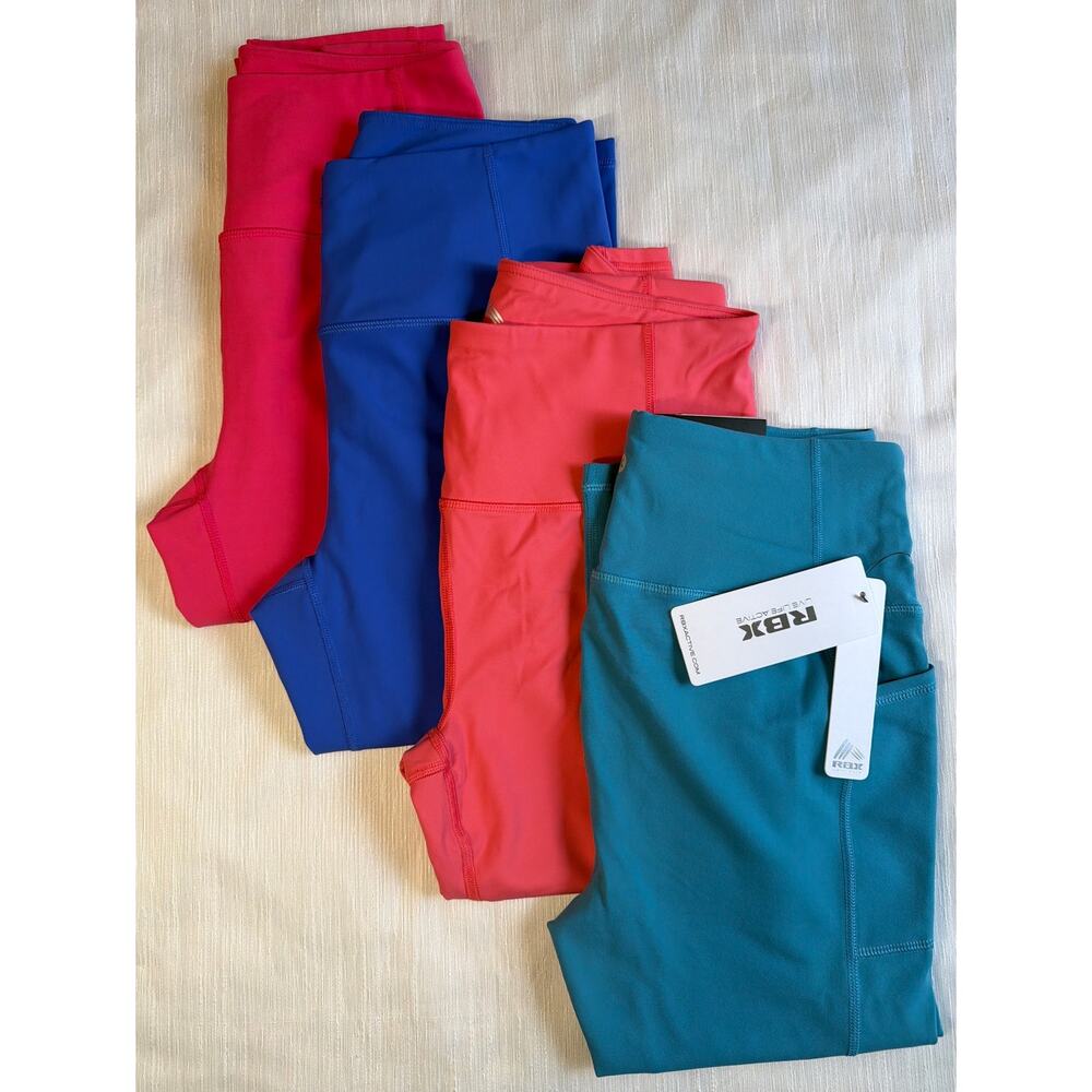 4 (Four) RBX Women Leggings Capri Length High Waisted Stretch Athletic Large